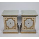 Pair old small wooden church columns in faux marbre, 19th century