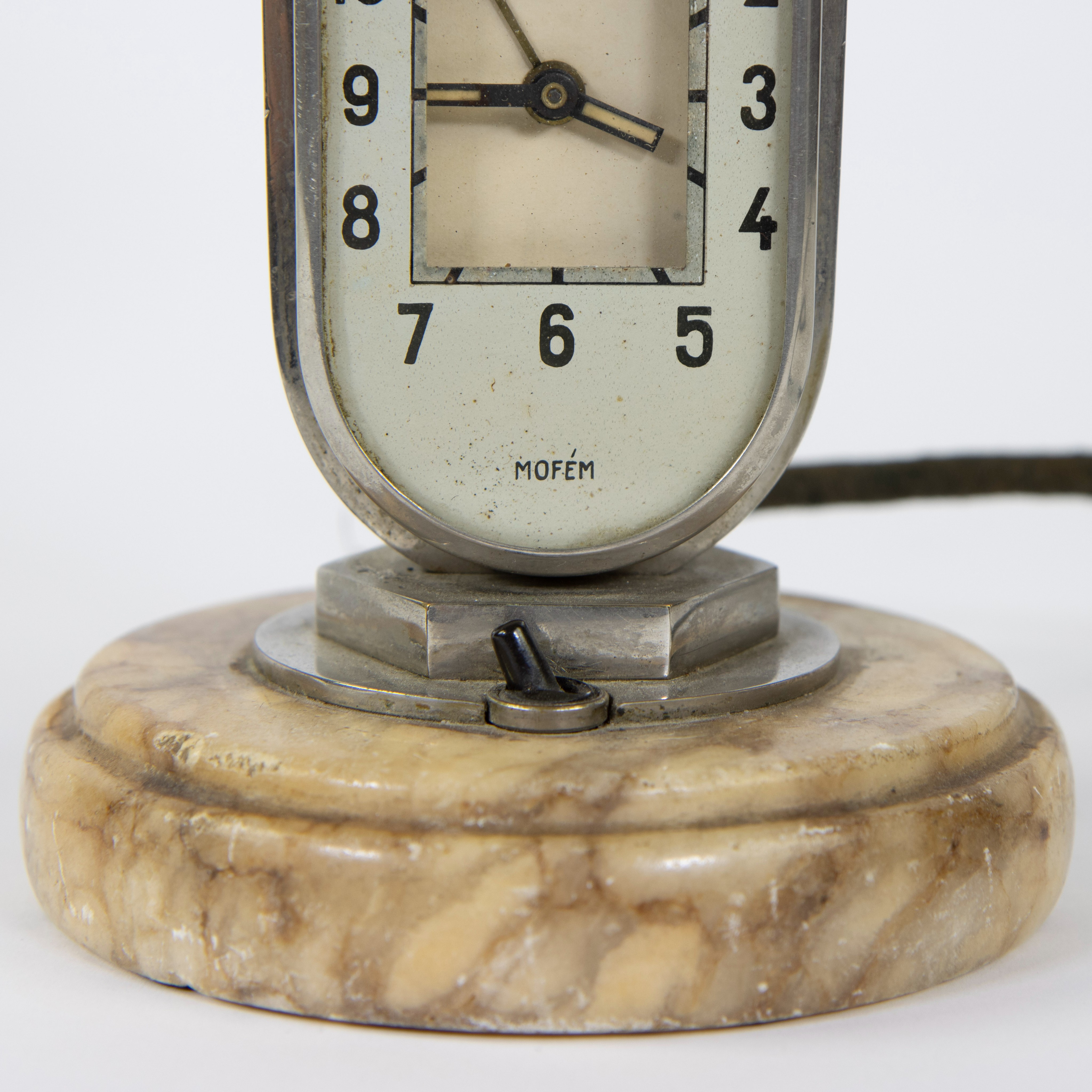 Art Deco lampadaire with clock on marble base, 1930s, MOFEM, Hungary - Image 2 of 5