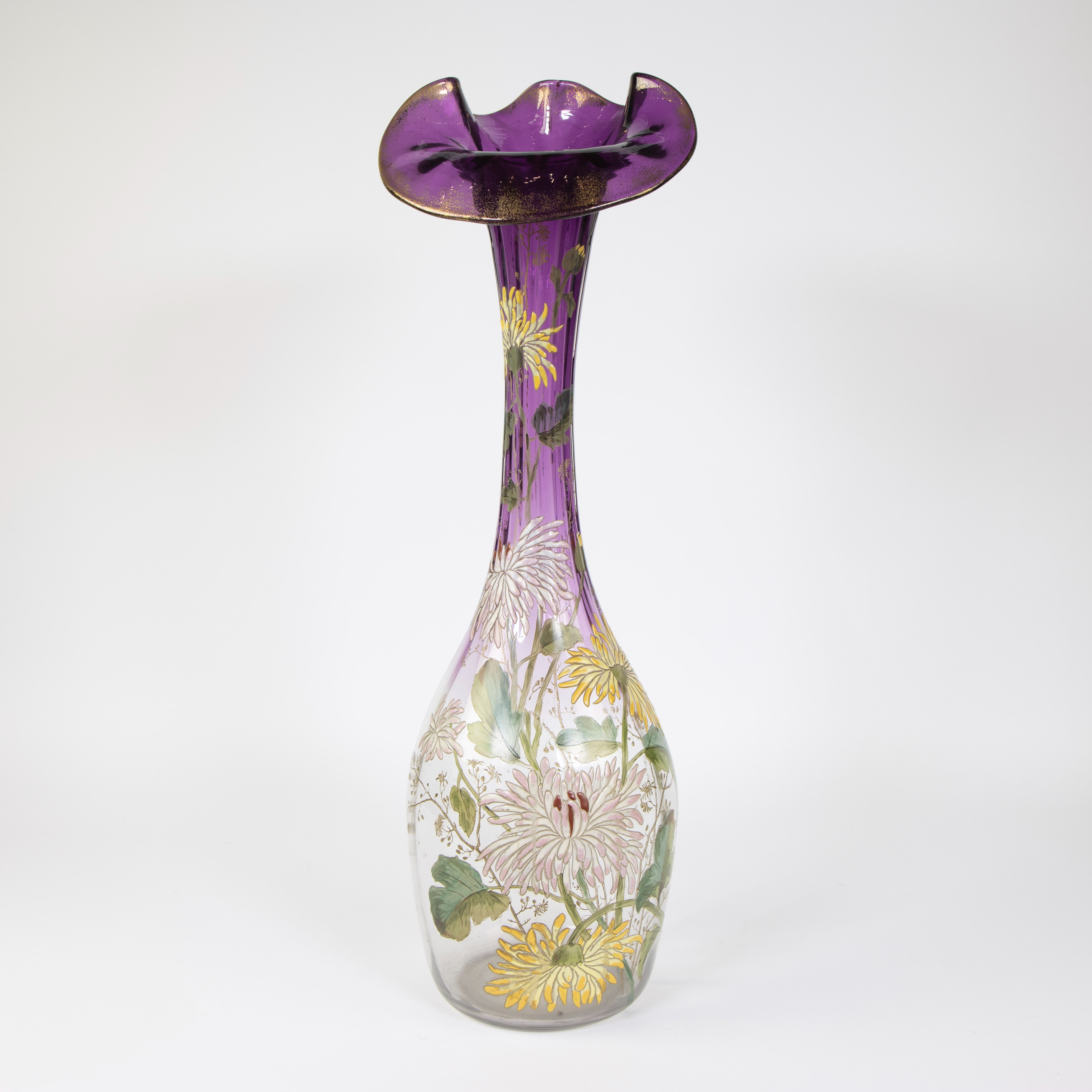 Art Nouveau style vase attributed to François-Théodore LEGRAS (1839-1916), with orchid-shaped collar