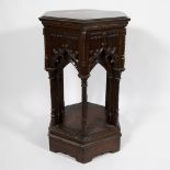 Neo-Gothic oak pedestal table from the late 19th century