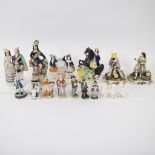 Large collection (16) of old Staffordshire porcelain figurines