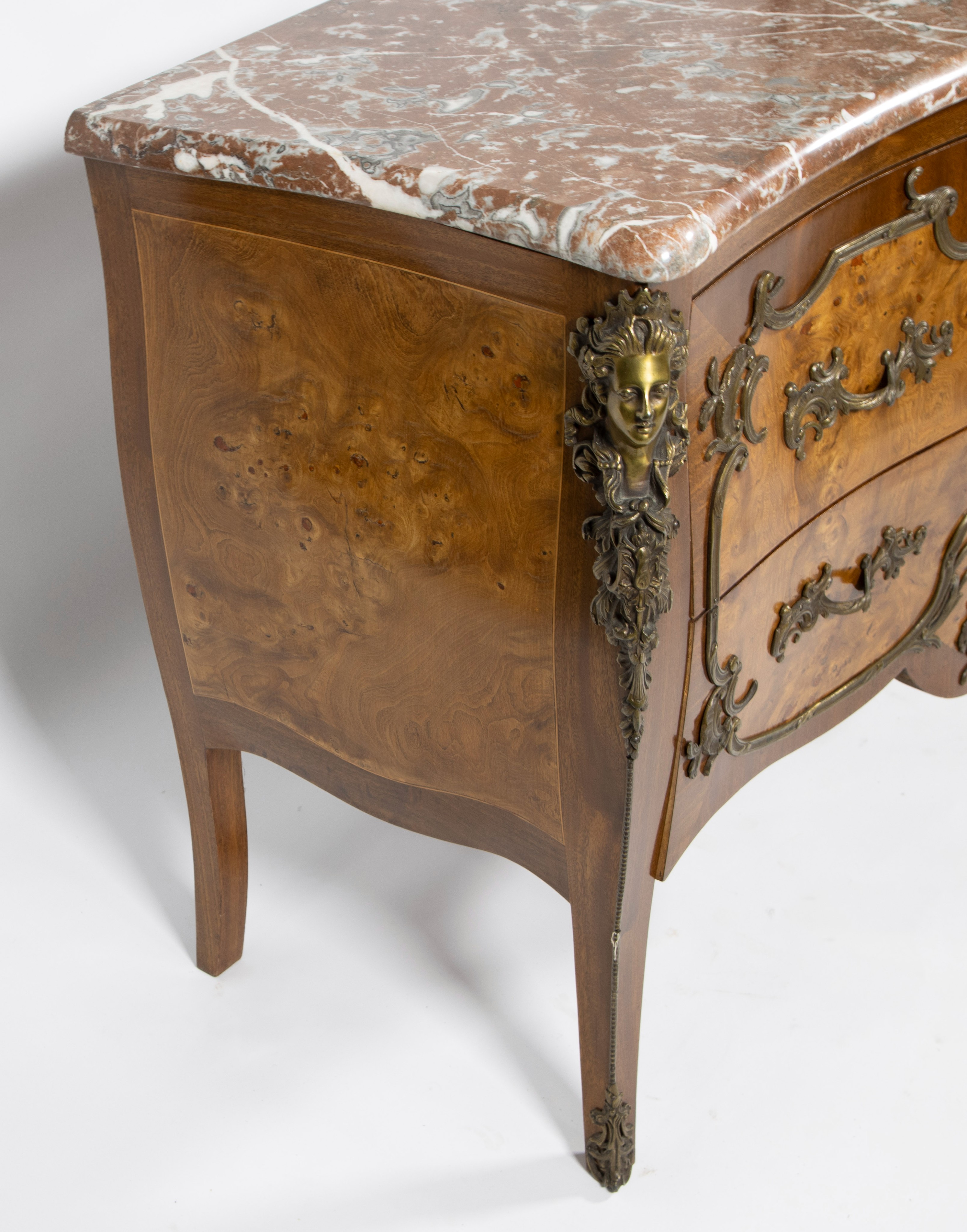 Chest of drawers style Louis XV with bronze ornaments and marble top - Image 4 of 4