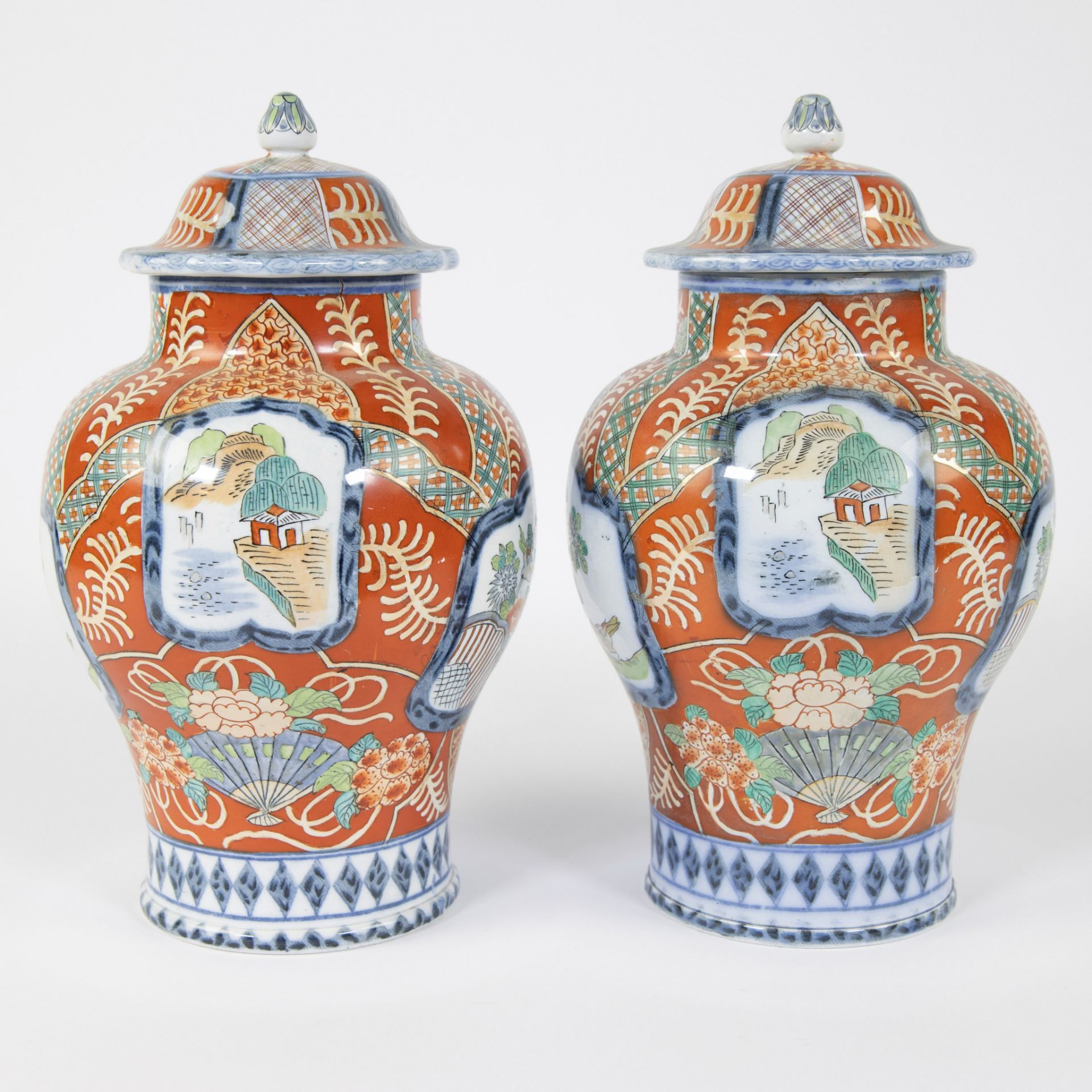 Pair of lidded vases P. Regout & Co, Maastricht, marked - Image 2 of 7