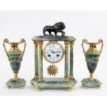 3 piece mantelpiece in onyx Compagnie des bronzes Bruxelles, marked on the dial