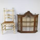 Hanging display case (Flemish) and painted chair (South Tyrol)
