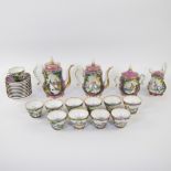 Porcelain coffee and tea set ANDENNE decorated with landscape scenes