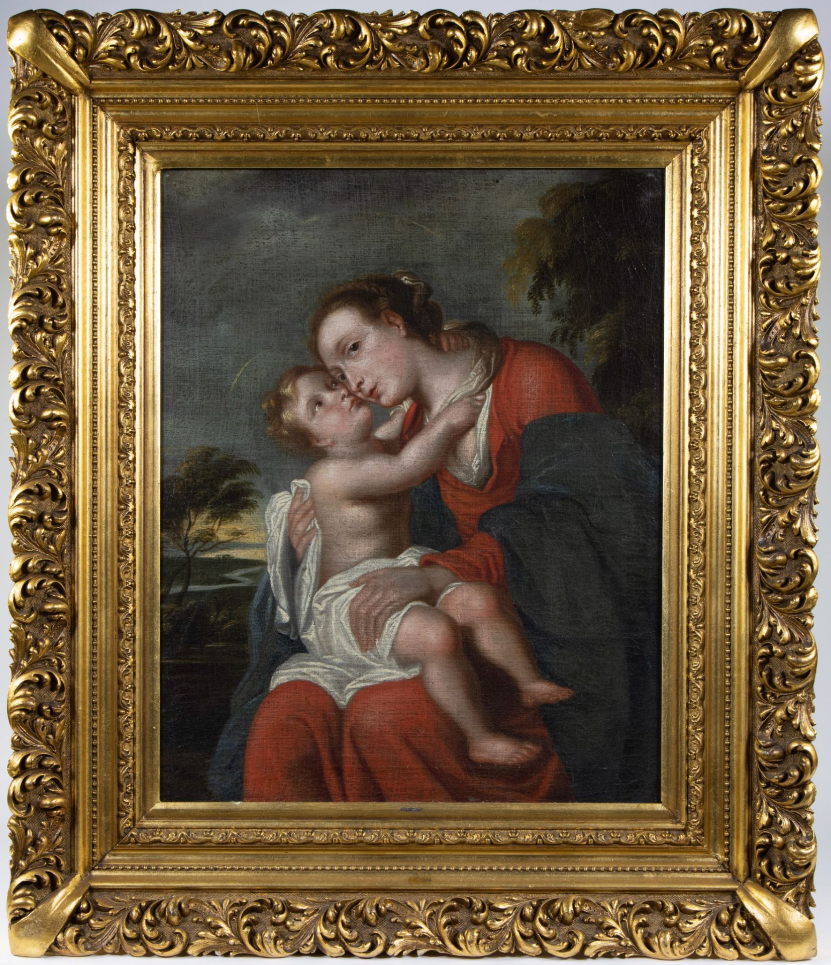 European school 17/18th century, Oil on canvas Mother and child - Bild 2 aus 3