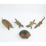 Taxidermy, armadillo and reptiles