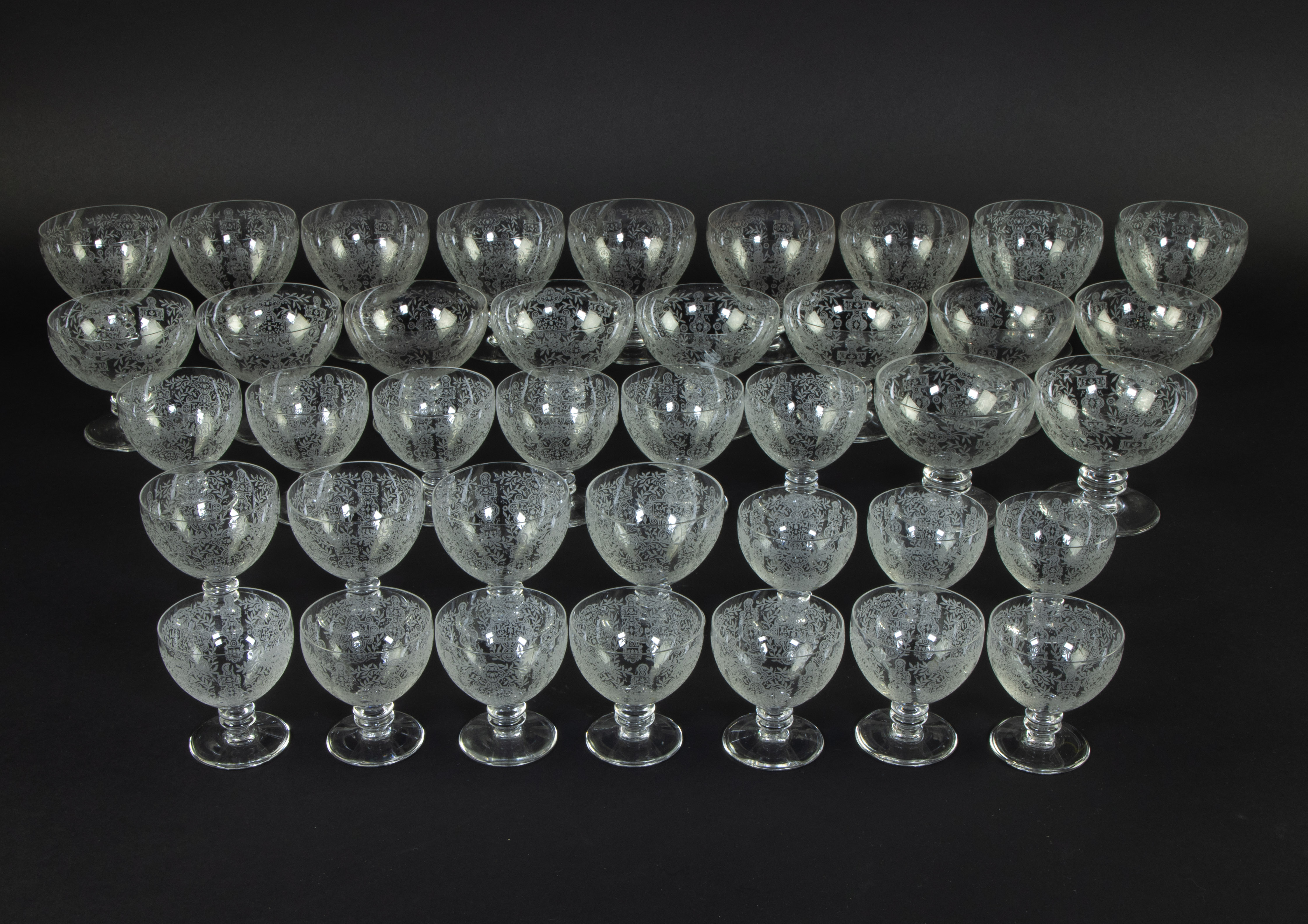 Collection of 39 Baccarat crystal glasses