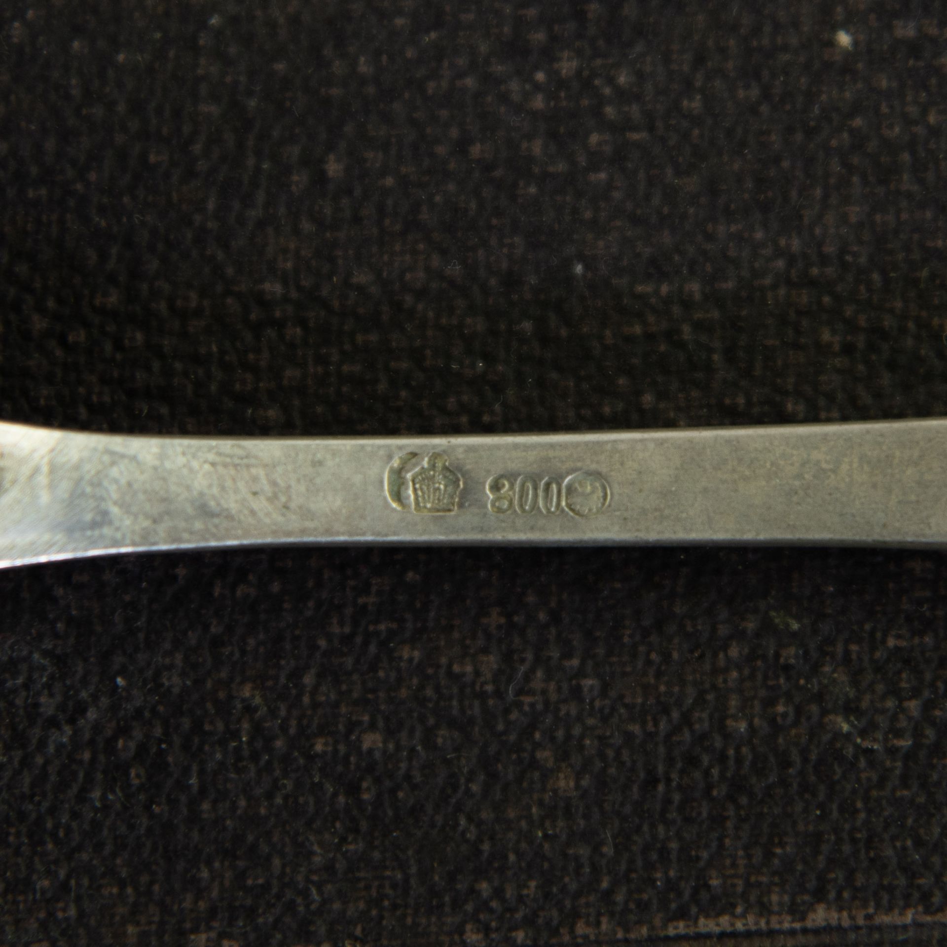 Case with silver cutlery, silver 800, monogram on case MM. - Image 6 of 6
