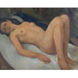 Oil on canvas Reclining nude, signed J. Monden and dated '44.