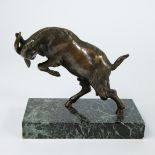 Bronze buck on marble pedestal, signed in the marble