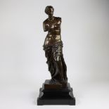 Large bronze sculpture Venus of Milo on black marble base