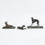 Collection of 3 bronze dogs