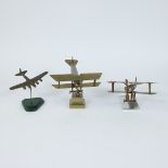 3 miniature metal planes