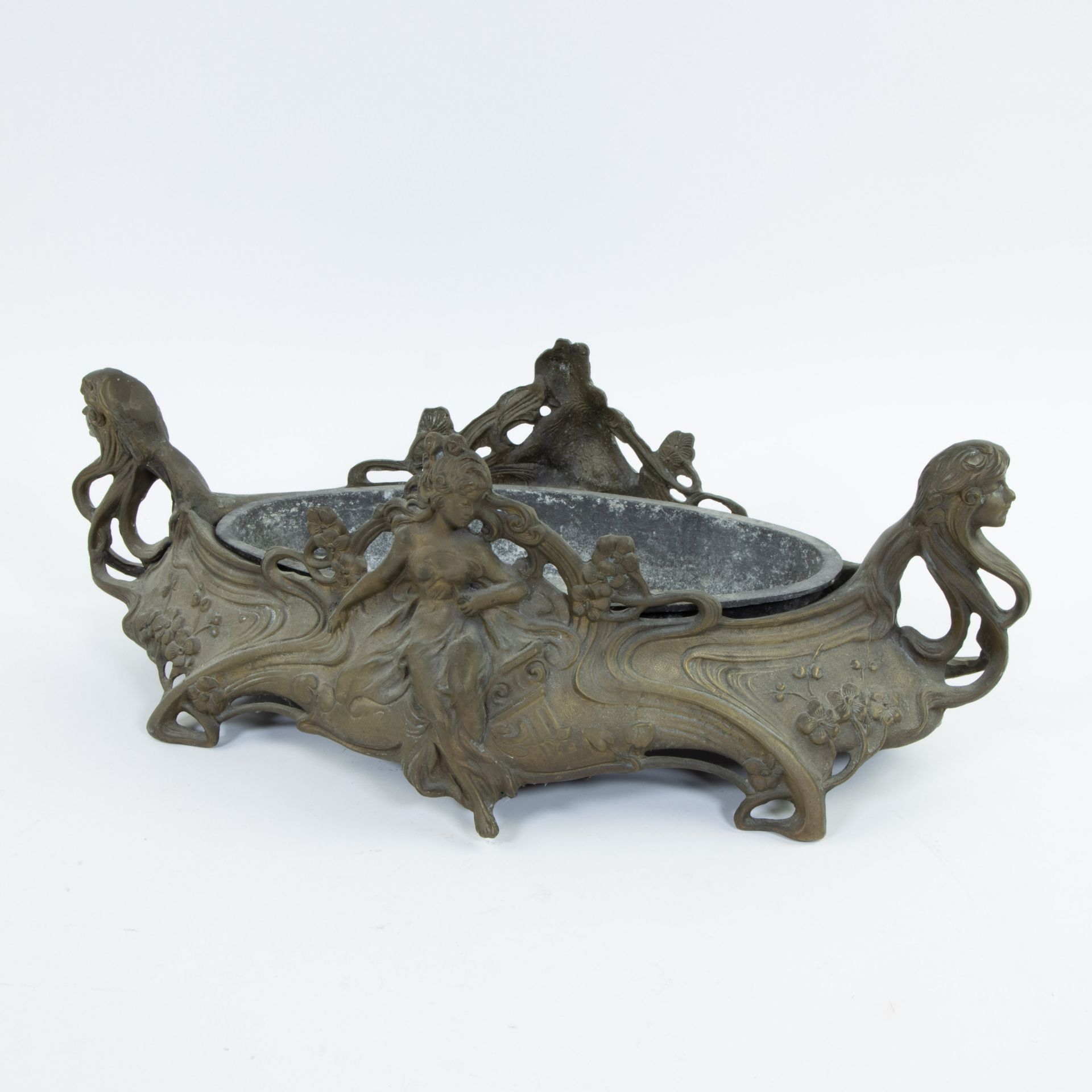 Collection of an Art Nouveau jardinière decorated with ladies' busts with typical pendulum movement - Image 3 of 4