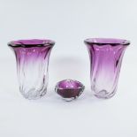 Val Saint Lambert crystal vases with turned sidesdesigned by René Delvenne vintage circa 1957 and on
