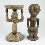 African chair and statue Luba
