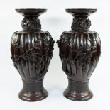 Pair of exceptionally large Japanese bronze vases decorated with dragons Meiji period