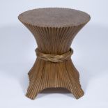 Unique table with bamboo base in the shape of a sheaf, designed by John and Elinor McGuire, 1970s