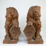 Pair of large Italian terracotta lions - gatekeepers