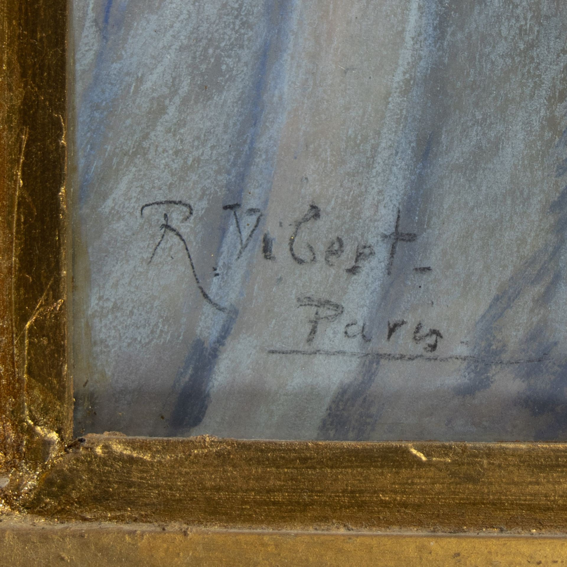 Pastel on cardboard The procession, signed R. Vibert Paris - Image 3 of 3