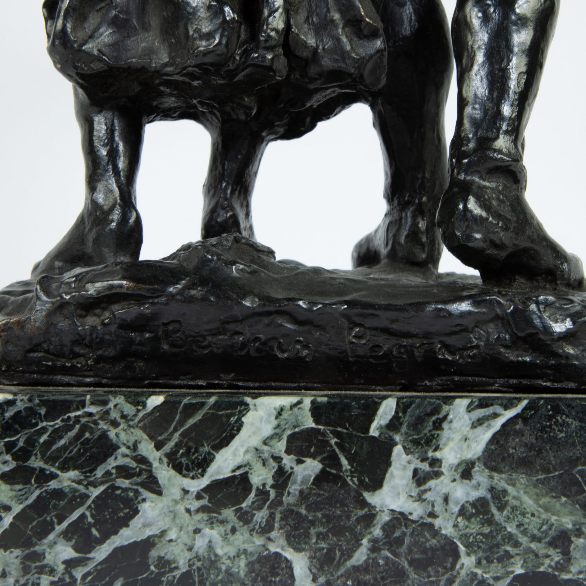 A. Bertram PEGRAM (1873-1941) 'The Family' patinated bronze mounted on a green veined marble base - Image 5 of 5