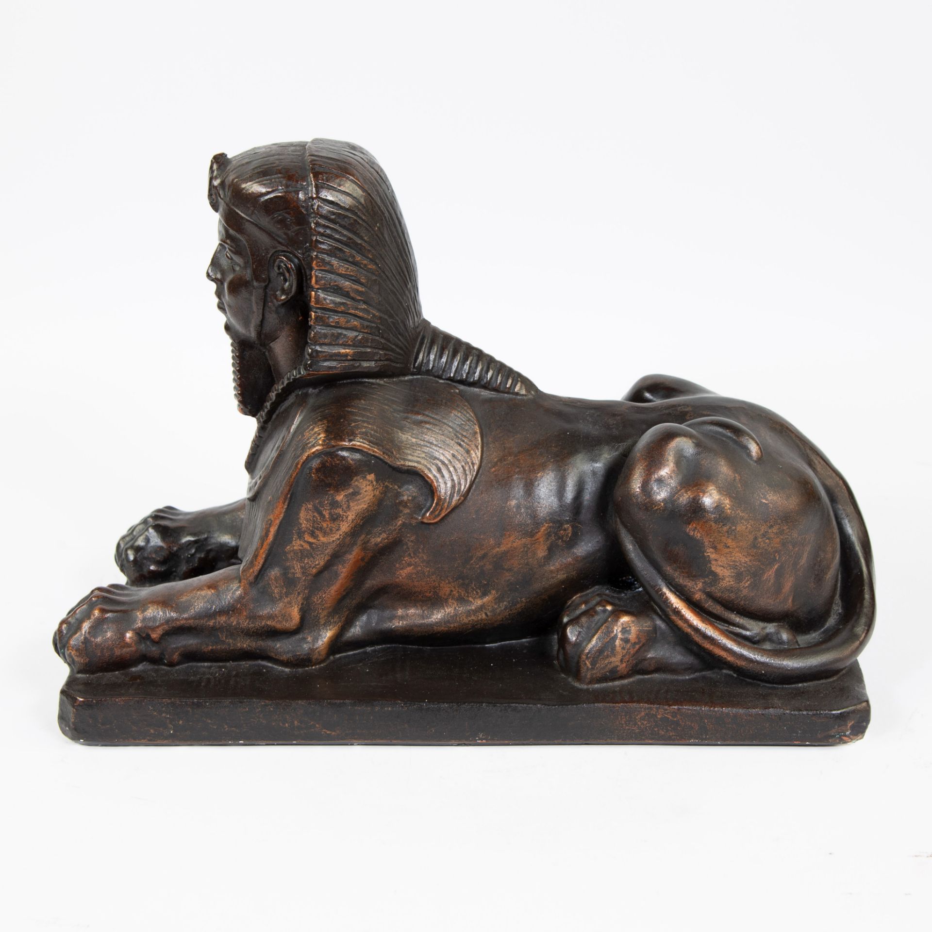 Large patinated Sphinx in plâtre de Paris, French, ca 1900 - Image 2 of 5