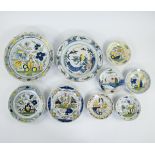 Collection of 18th century Delft plates