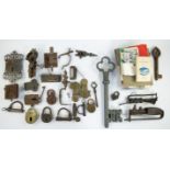 Collection of old antique locks and keys