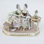 Finely worked porcelain group of conversing ladies,Volkstedt (Rudolstadt, Duitsland), marked