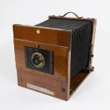 BRUCKNER Alfred wooden view camera, with lens Berthiot Paris Perigraphe