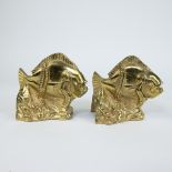 Pair of Art Deco gilded bronze bookends in the shape of fish