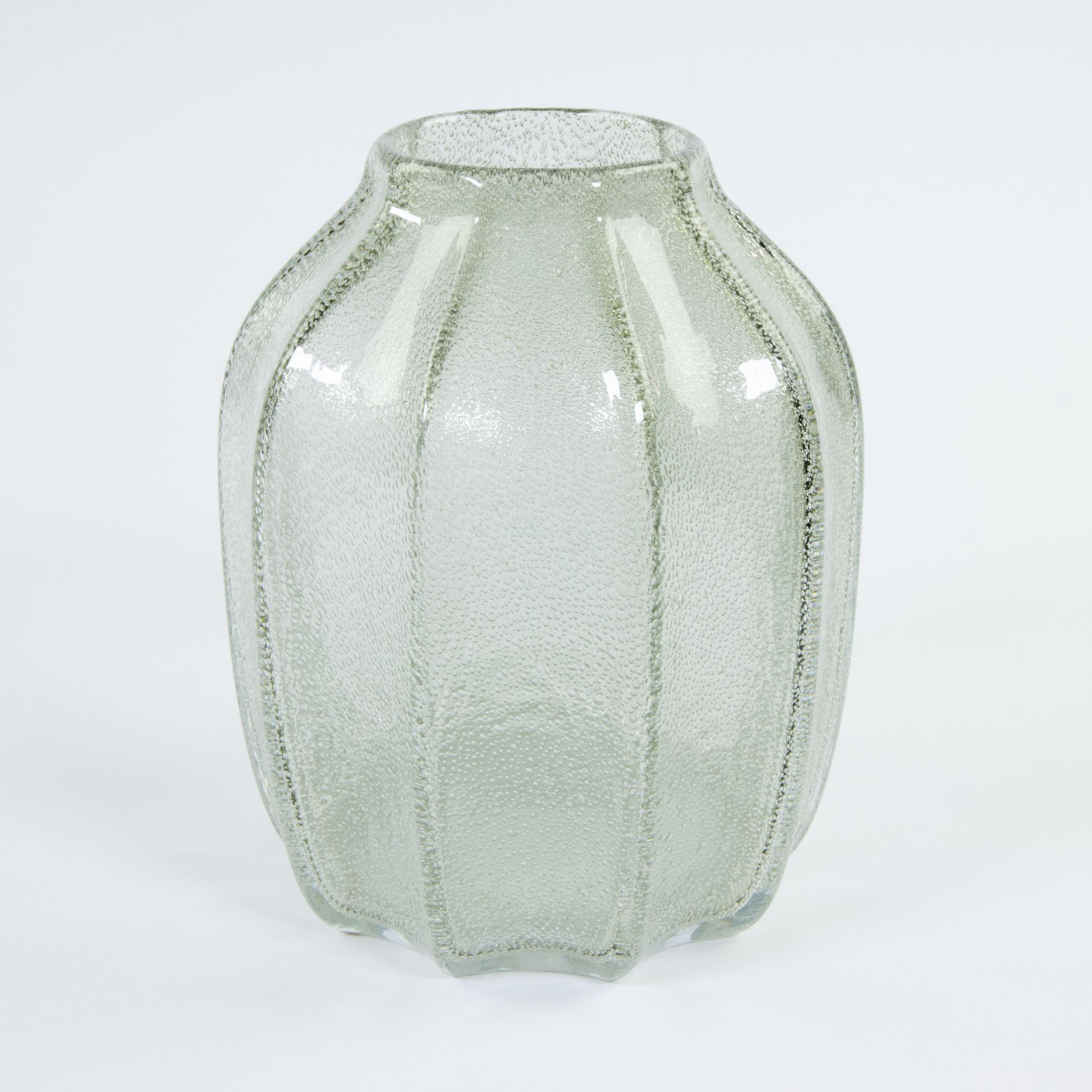 Daum Nancy clear bubbled glass vase, France