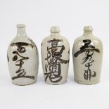 3 sake pots, Tokkuri, Meji (Japan) 1860 - 1912