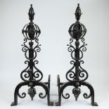 Pair of wrought iron firebacks, 19th century