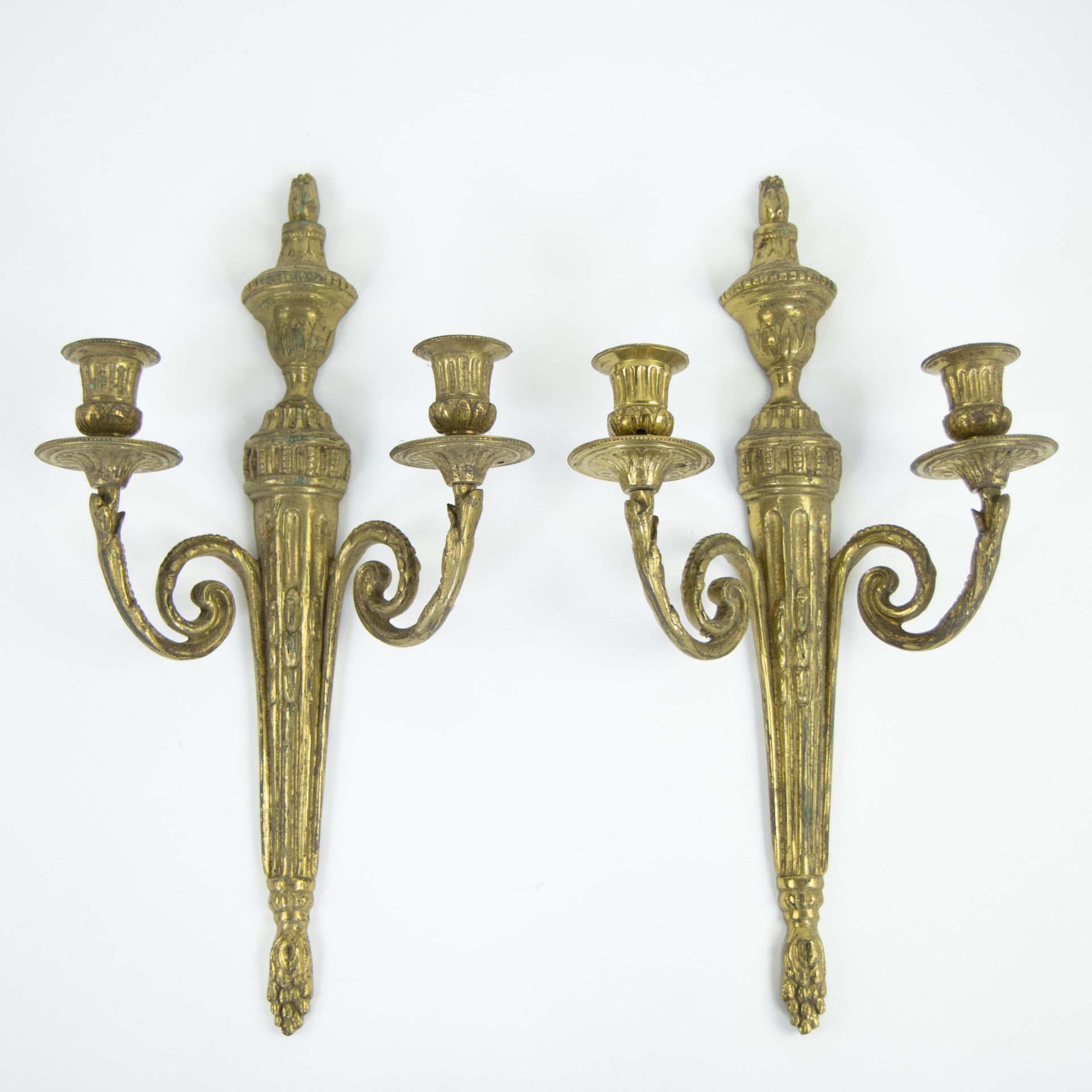 Pair of bronze Louis XVI style wall sconces