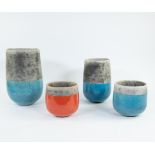 Lot of 4 Japanese design pottery flower pots