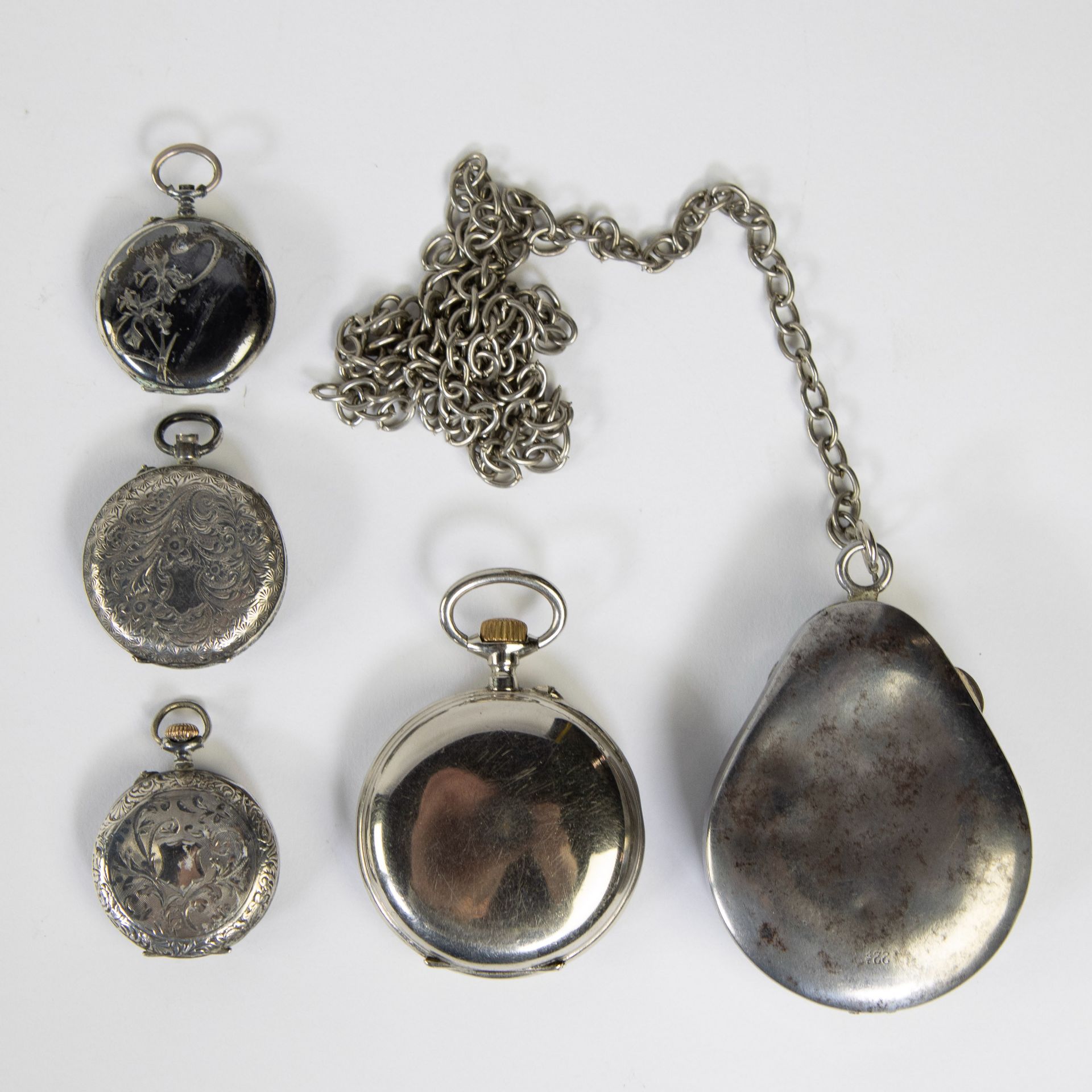 4 pocket watches, 3 of which are silver - Image 2 of 2