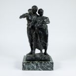 A. Bertram PEGRAM (1873-1941) 'The Family' patinated bronze mounted on a green veined marble base