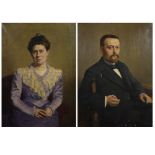Pendant of ladies and men's portrait Oil on canvas, signed and dated 1900.