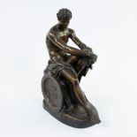 Brown patinated plaster statue of Spartan warrior, German, monogram FH
