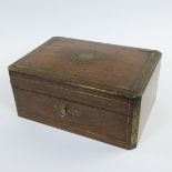 19th century wooden jewellery box inlaid with copper