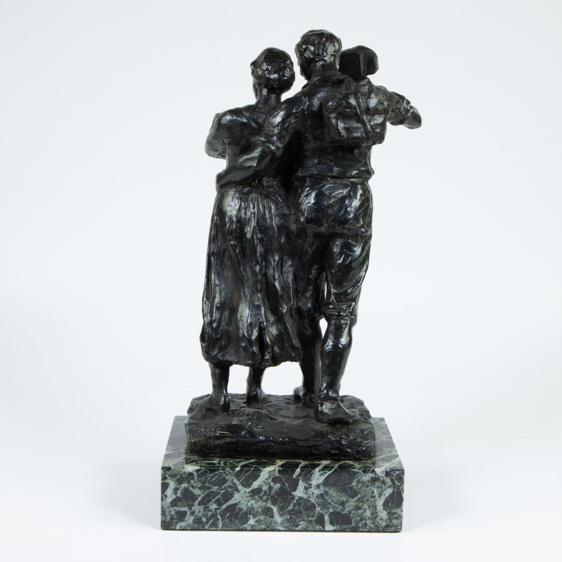 A. Bertram PEGRAM (1873-1941) 'The Family' patinated bronze mounted on a green veined marble base - Image 3 of 5