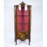 French louis XV style display cabinet with bombed door with decor romantic scene