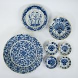 Lot Delft plates blue/white including peacock decor