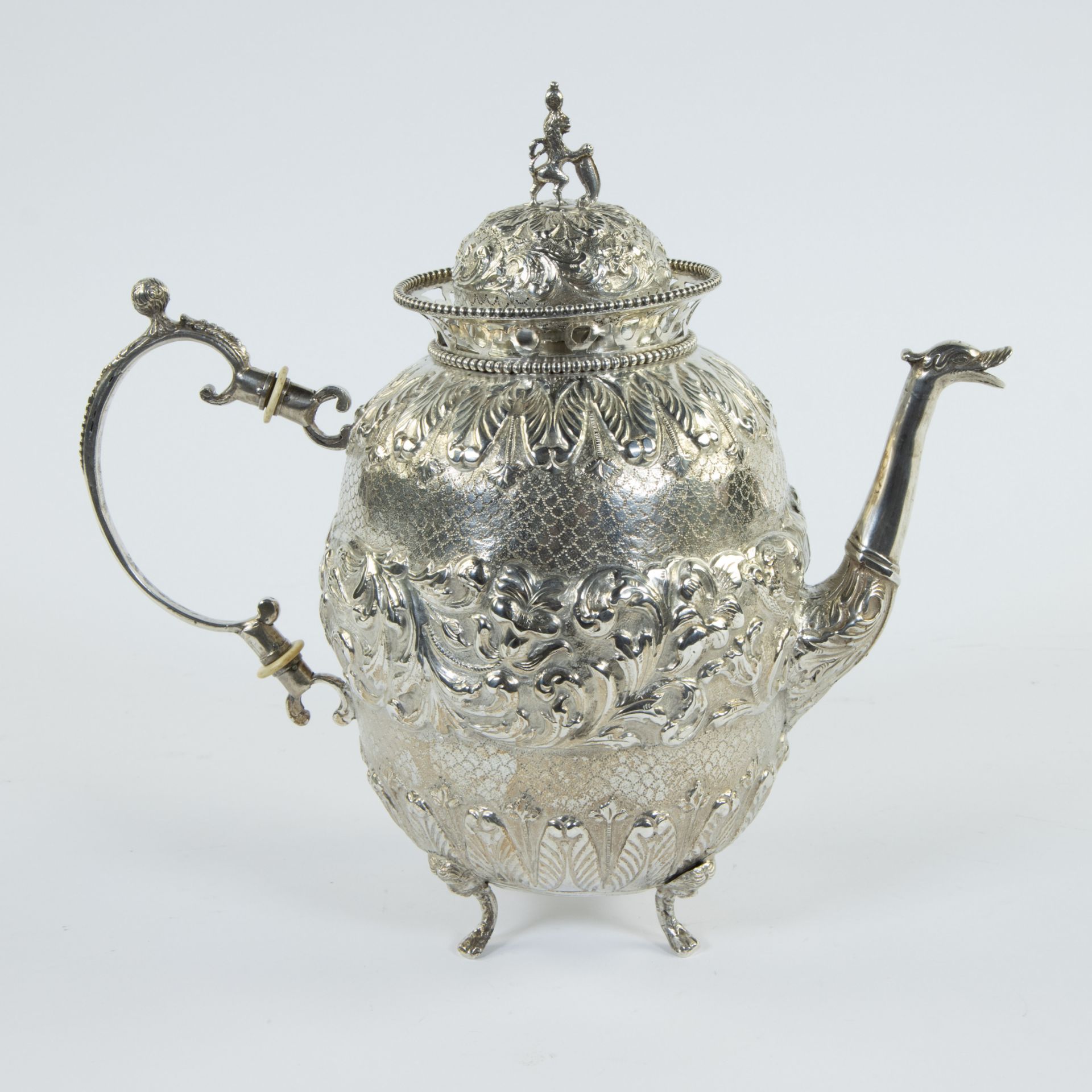 Solid silver coffee pot Ate de Groot Boersma Friesland, 772 grams, marked - Image 3 of 6