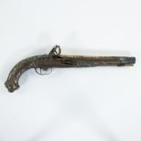 Turkish Arab pistol with gold inlay, 19th century