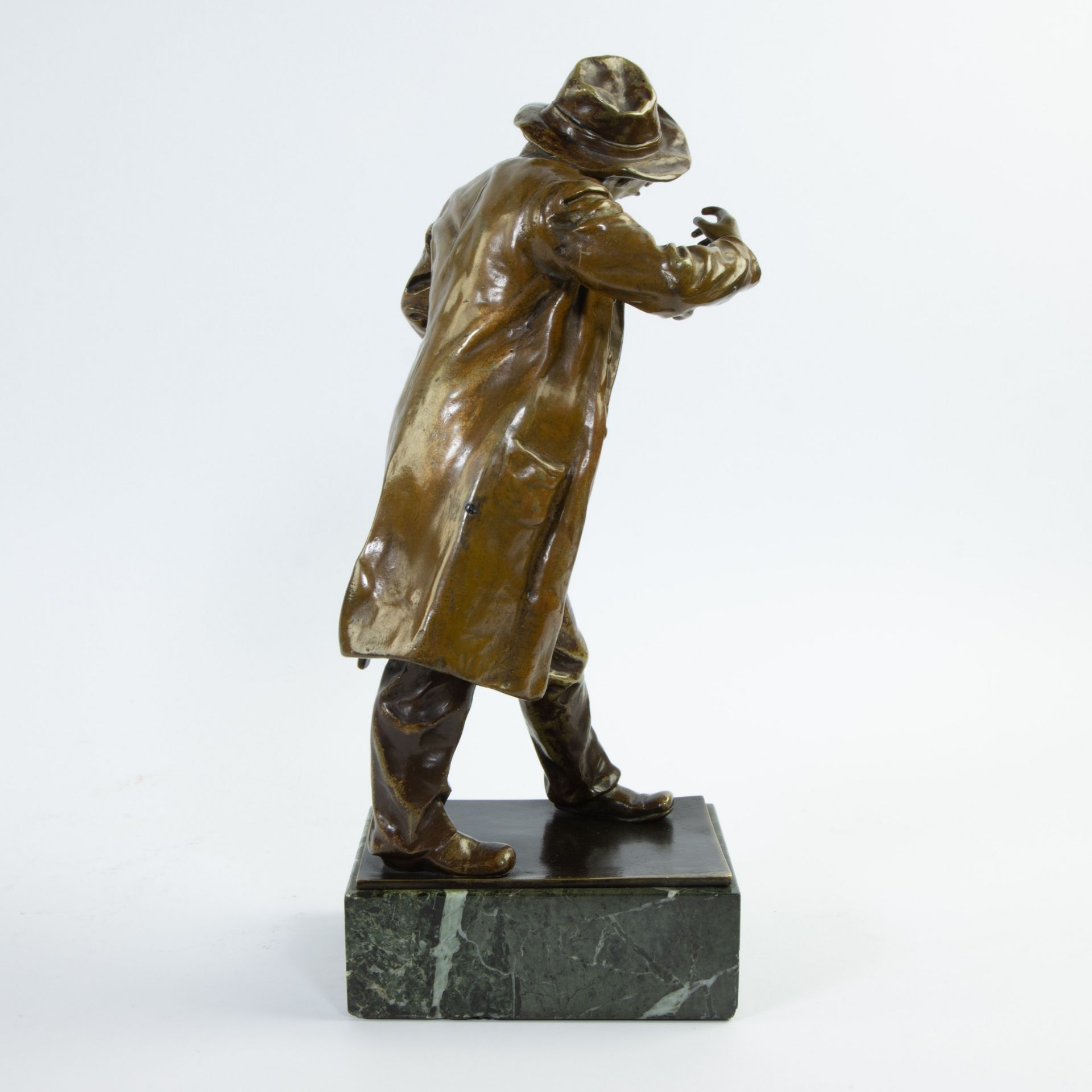 Vienna bronze Staring monkey with man wearing long coat, signed Gautier. - Image 4 of 6