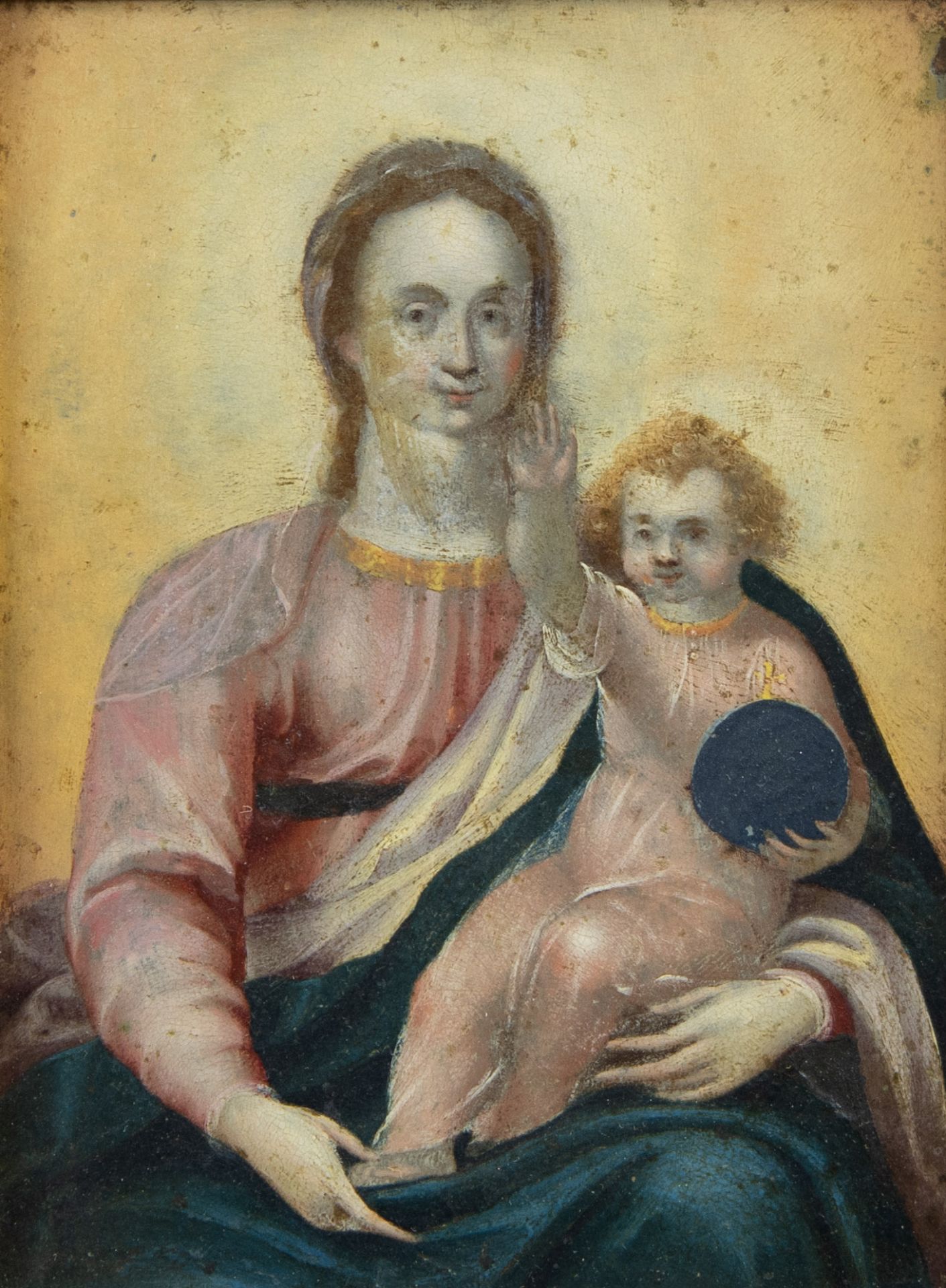 Oil on copper Madonna and Child, Southern European, 17th/18th century